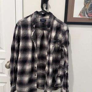 Croft & Barrow Gray and White Plaid Shirt